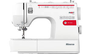 Швейна машинка MINERVA NEXT 532A, електромех., 32 швейних операцій, петля автомат, 85Вт, білій+червоний