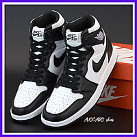 Кроссовки мужские и женские Nike air Jordan Retro 1 black white / Найк аир Джордан Ретро 1 черные белые