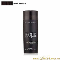 Пудра для волосся Toppik hair fibers кератинова пудра для об'єму кератиновый камуфляж лисини Dark Brown темно-русий