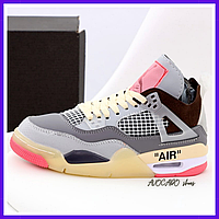 Кроссовки женские и мужские Nike Air Jordan 4 gray / Найк аир Джордан 4 серые высокие
