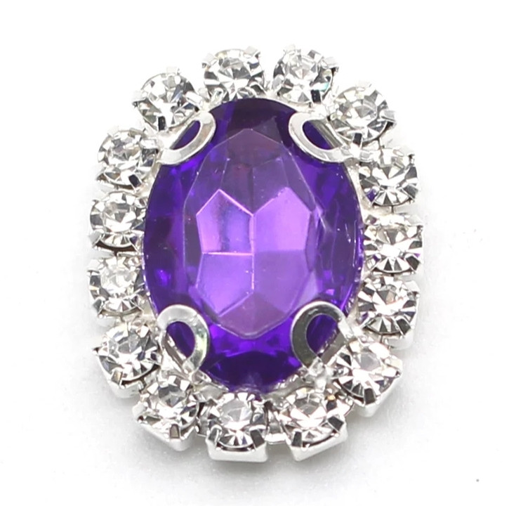 Камінь в сріблястій оправі 2*1,5 см фіолетовий, фото 1