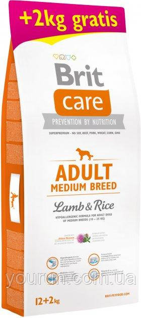 Brit Care (Брит Кеа) Adult Medium Breed Lamb &Rice -Корм для дорослих собак середніх порід (ягня/рис) 12+2кг