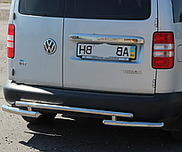 Задній захист вус із подвійними кутами d60 /42 нерж Volkswagen Caddy 2010-