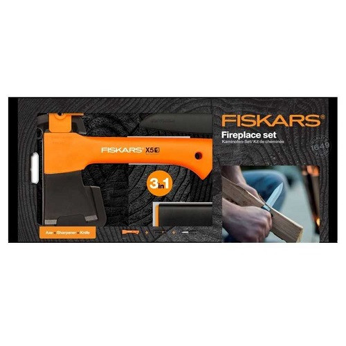 Набір подарунковий Fiskars Fireplace Set 1057913 (сокира X5 + ніж K40 + точилкака Xsharp)