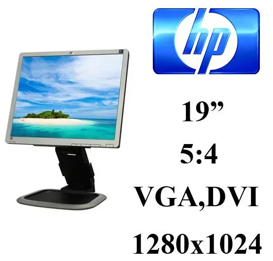 Монітор 19" HP L1950G VGA DVI + кабеля 220в та VGA, Б/В чорний