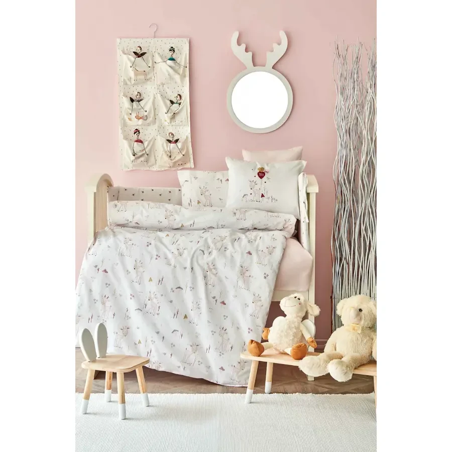 Дитячий набір у ліжечко для немовлят Karaca Home — Doe pembe рожевий (10 предметів)