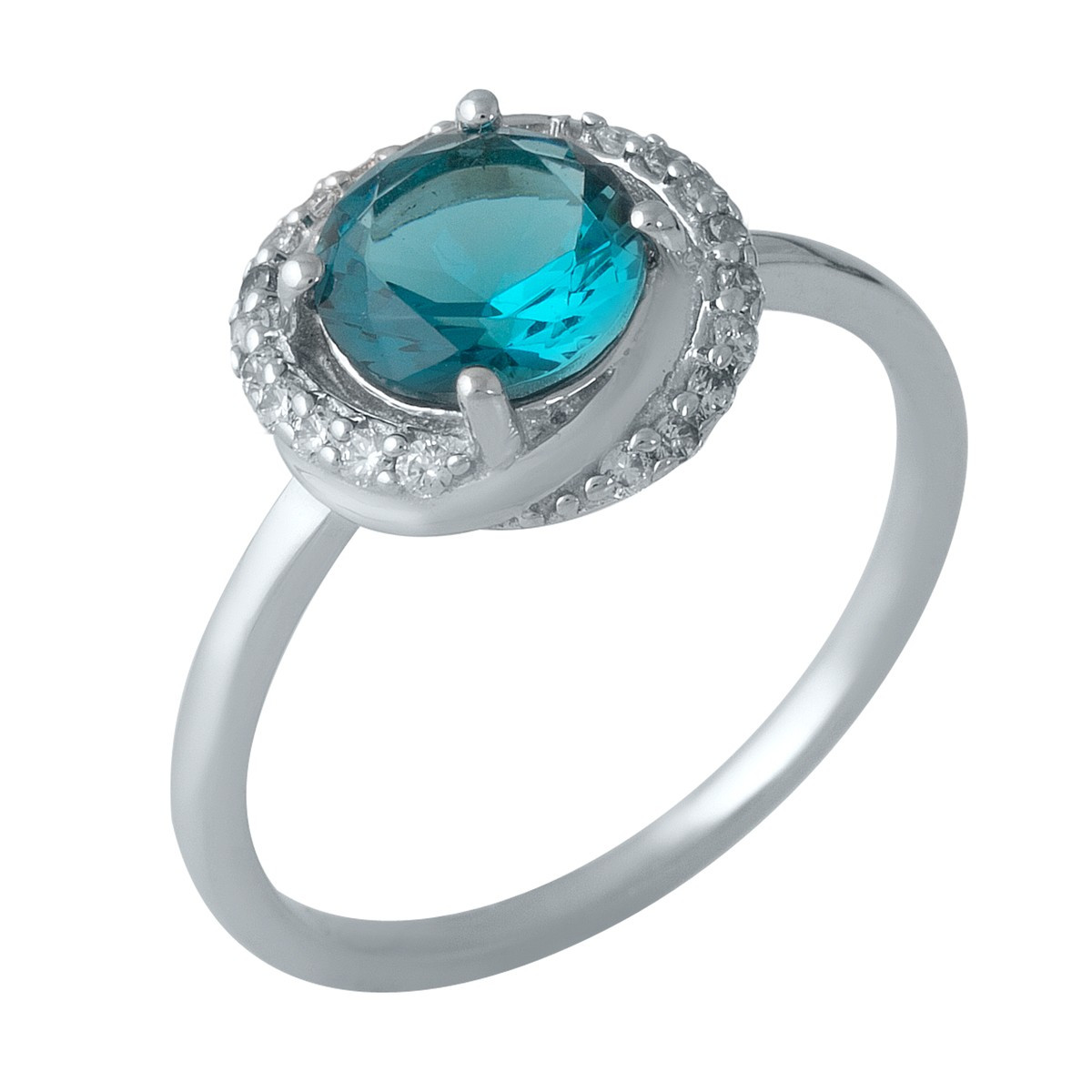 Срібне кільце SilverBreeze з натуральним топазом Лондон Блю 1.245ct (1988510) 16.5