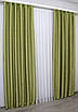 Комплект штор (2шт. 1х2,7м.) льон рогожка, колекція "Саванна". Колір оливковий. Код 637ш 31-093, фото 6