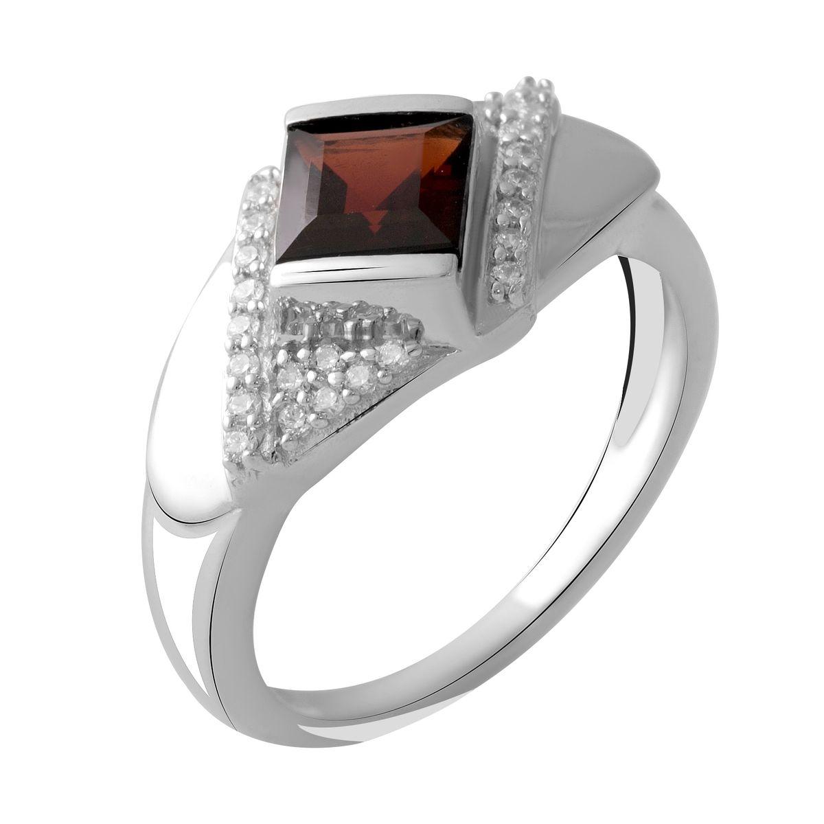 Срібне кільце SilverBreeze з натуральним гранатом 1.29ct (2051602) 17 розмір