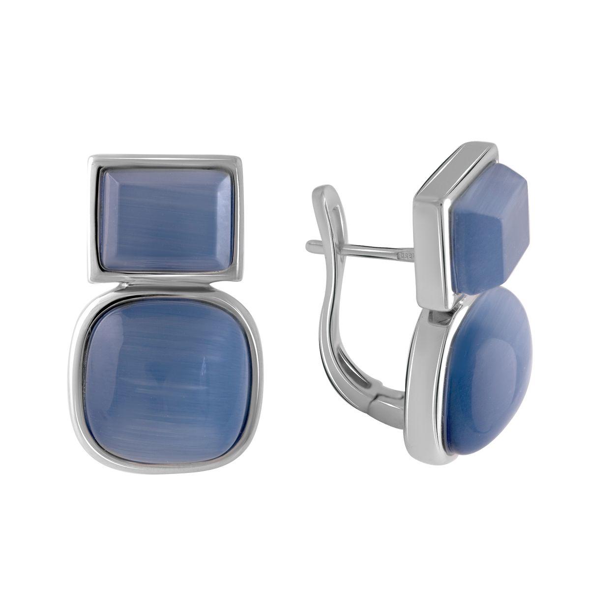 Срібні сережки SilverBreeze з котячим оком (2054504)