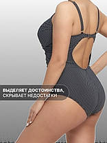 ОПТ Зливний купальник великого розміру в горошок Sisianna 3904-1 чорний на 52 54 56 58 60 розмір, фото 5