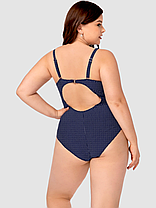 ОПТ Закритий купальник великого розміру в горошок Sisianna 3904-1 темно-синій на 52 54 56 58 60 розмір, фото 4