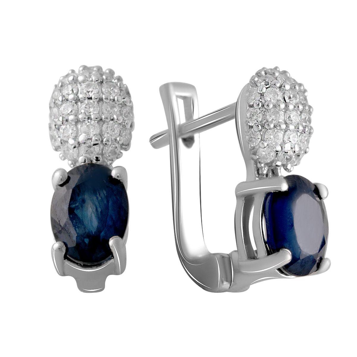 Срібні сережки SilverBreeze з натуральним сапфіром 2.793ct (2063155)
