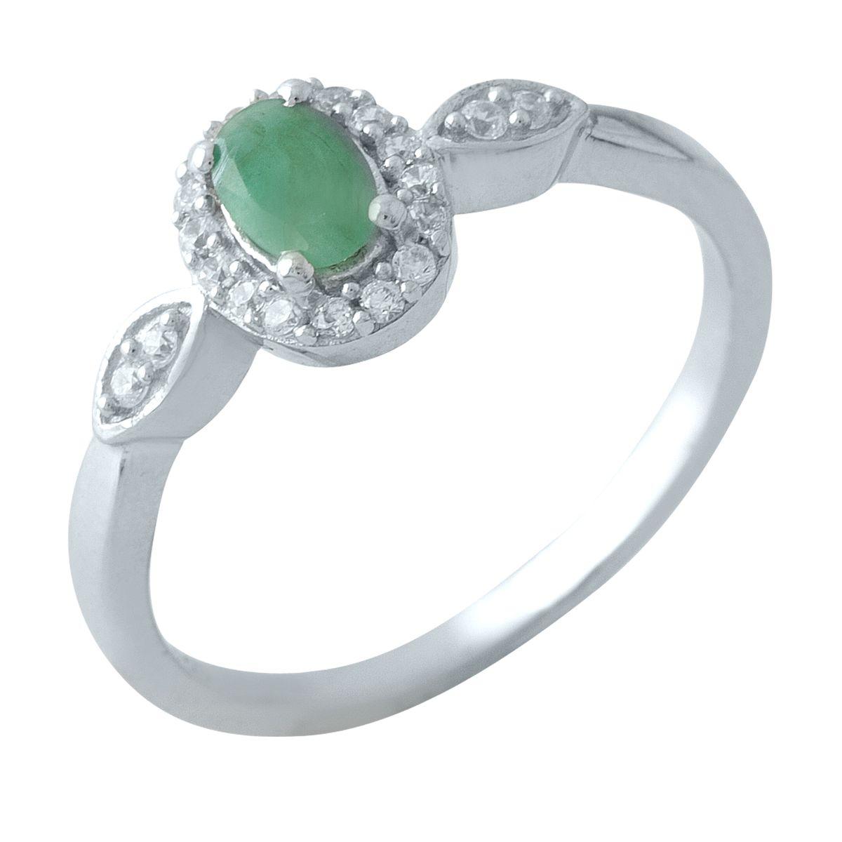 Срібне кільце SilverBreeze з натуральним смарагдом 0.738ct (1971932) 18 розмір