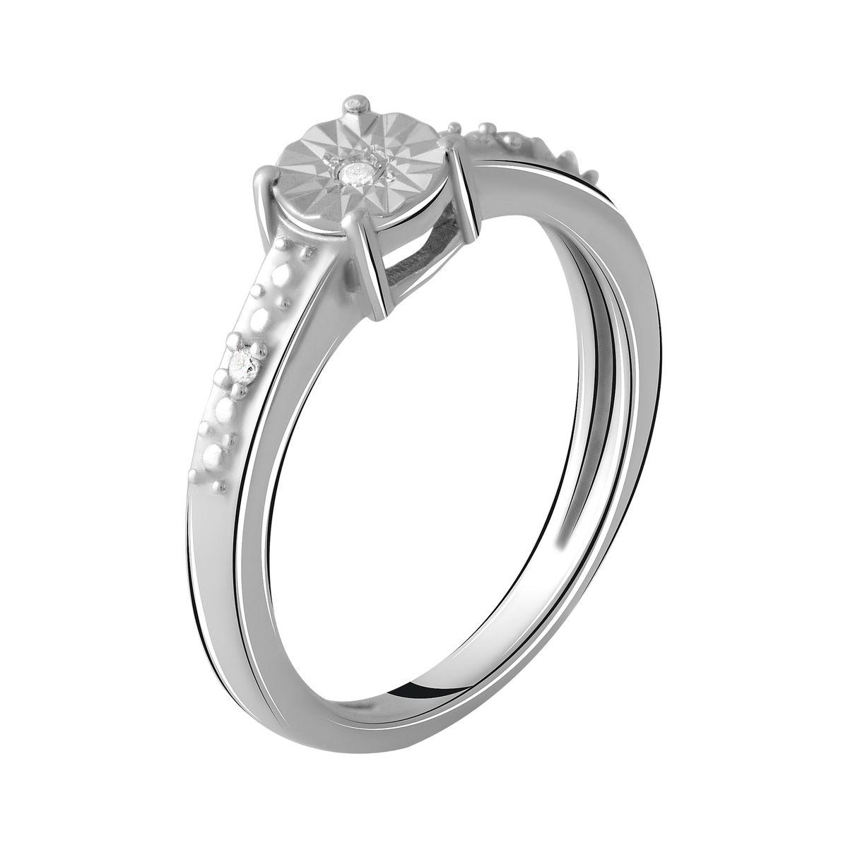 Срібне кільце SilverBreeze з натуральними діамантом 0.027ct (2048565) 17.5 розмір