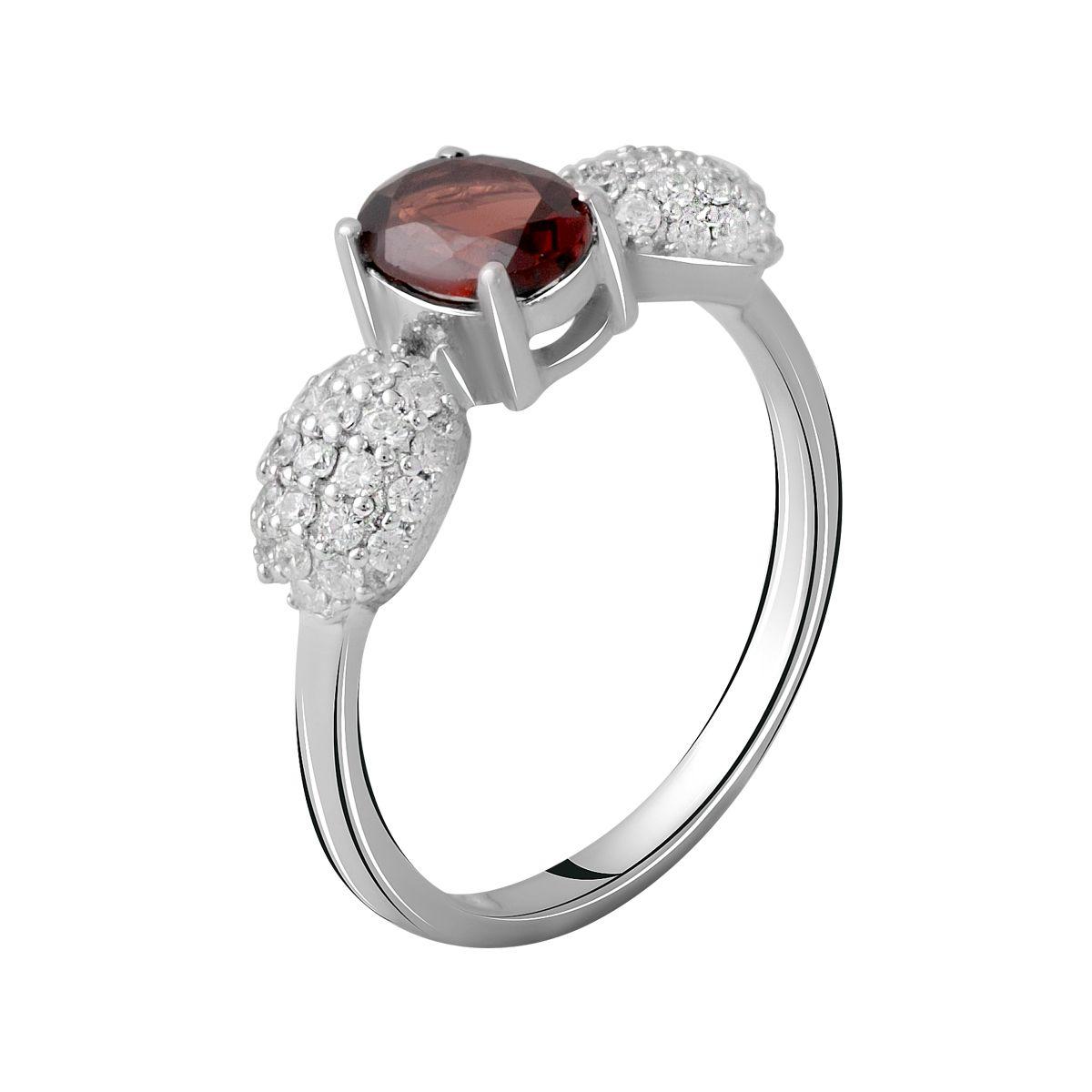 Срібне кільце SilverBreeze з натуральним гранатом 1.565ct (2061335) 17.5 розмір