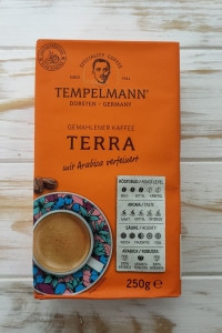 Кава мелена Tempelmann Terra в пачці 250 г, Німеччина, купаж елітних сортів арабіки та робусти