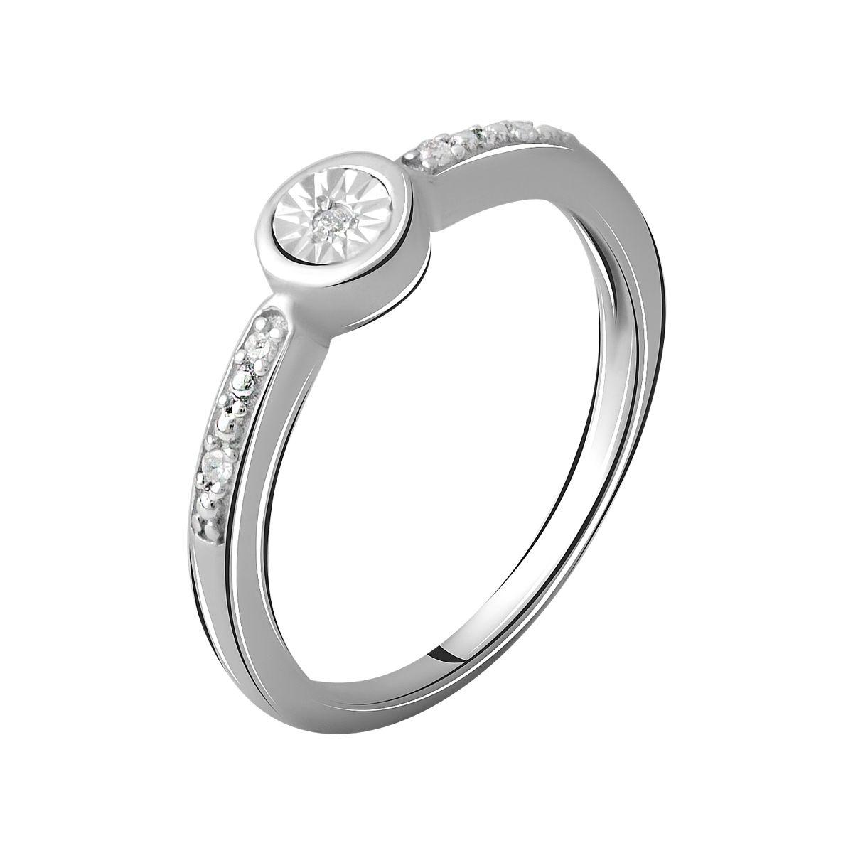 Срібне кільце SilverBreeze з натуральними діамантом 0.05ct (2064244) 18 розмір