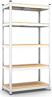 Стелаж Бюджет на 5 полиць ДСП метал фарбований Білий глянець 1800х700х300 мм (Меткас-ТМ)