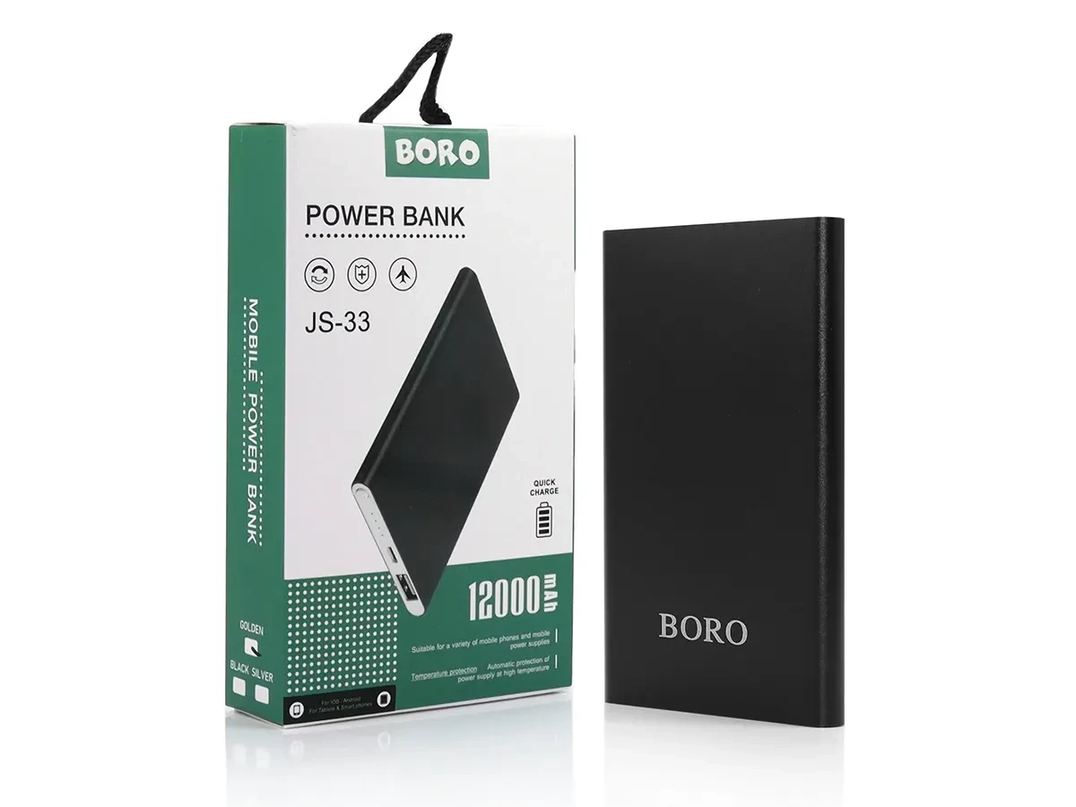 Зовнішній акумулятор (power bank) 12000mAh (3000mAh) Boro JS-33 100шт 7478