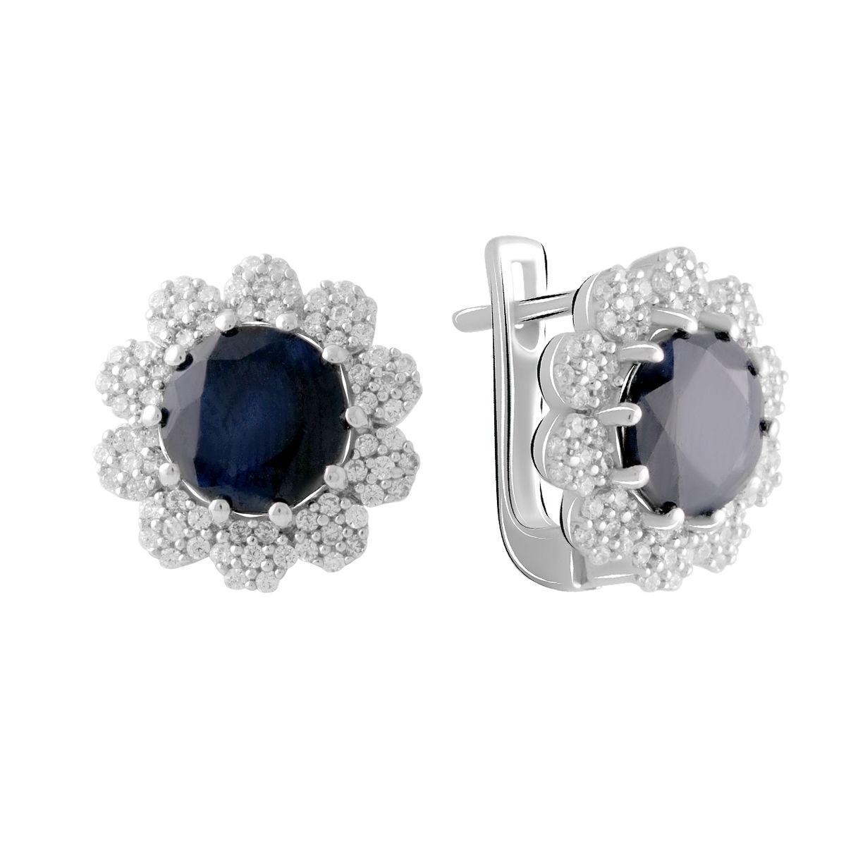 Срібні сережки SilverBreeze з натуральним сапфіром 4.55ct (2072454)