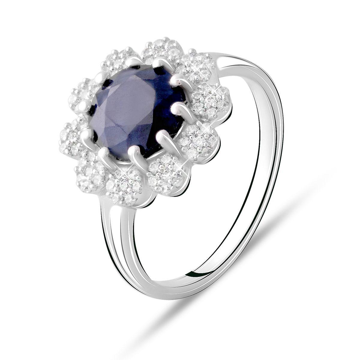 Срібне кільце SilverBreeze з натуральним сапфіром 2.275ct (2073512) 17 розмір