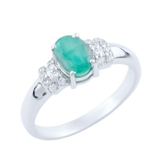 Срібне кільце SilverBreeze з натуральним смарагдом 0.971ct (1663806) 18 розмір
