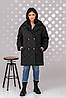 Пальто стьобане двобортне зимове чорного кольору (50-52), фото 3