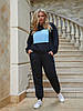 Костюм спортивний чорного кольору з блакитними вставками (худі та штани на резинці) (46-48), фото 5