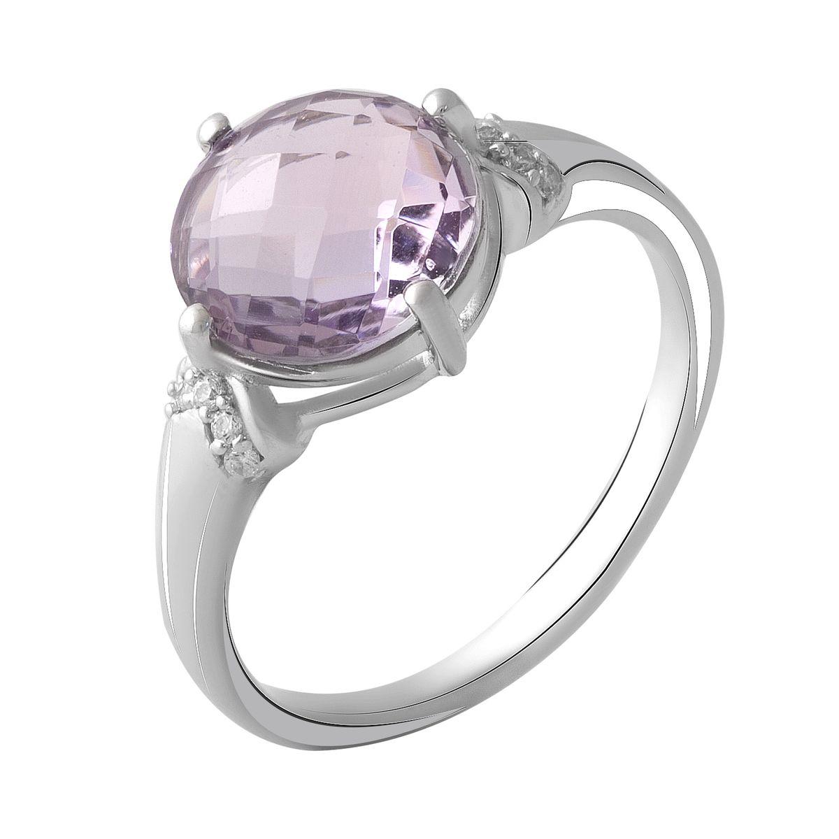Срібне кільце SilverBreeze з натуральним аметистом 3.16ct (2048619) 18 розмір