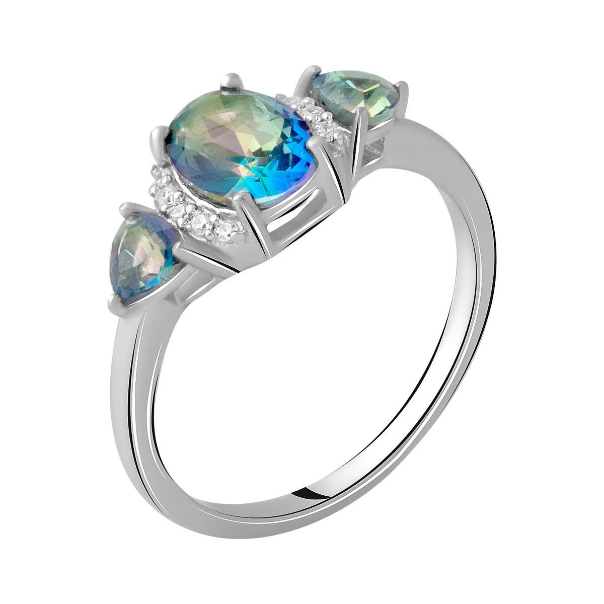 Срібне кільце SilverBreeze з натуральним містик топазом 0.913ct (2058434) 17.5