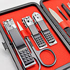 Професійний педикюрний манікюрний набір 10в1 з медичної сталі / Дорожній набір для манікюру у футлярі, фото 3