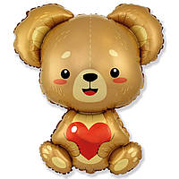 Фольгированный шар большая фигура Медведь Мишка из сердцем 85х69 см Flexmetal