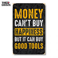 Дерев'яний Постер "Money can`t buy happiness" - 27 х 17 см