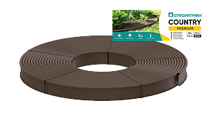 Бордюр садовий пластиковий Country Premium H110 коричневий 80 м, бордюр для газону Кантрі