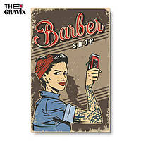 Дерев'яний Постер "Barber Shop" - 57 х 37 см
