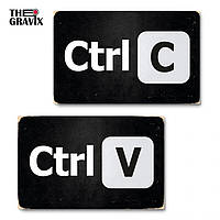 Дерев'яні Постери "Ctrl C + Ctrl V" 2 шт - 27 х 17 см