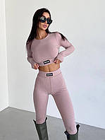 Женский прогулочный спортивный костюм фитнес топ + брюки Ткань турецький рубчик Размер 42-44 46-48