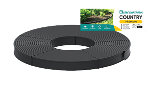 Бордюр садовий пластиковий Country Premium H110 чорний 80 м, бордюр для газону Кантрі