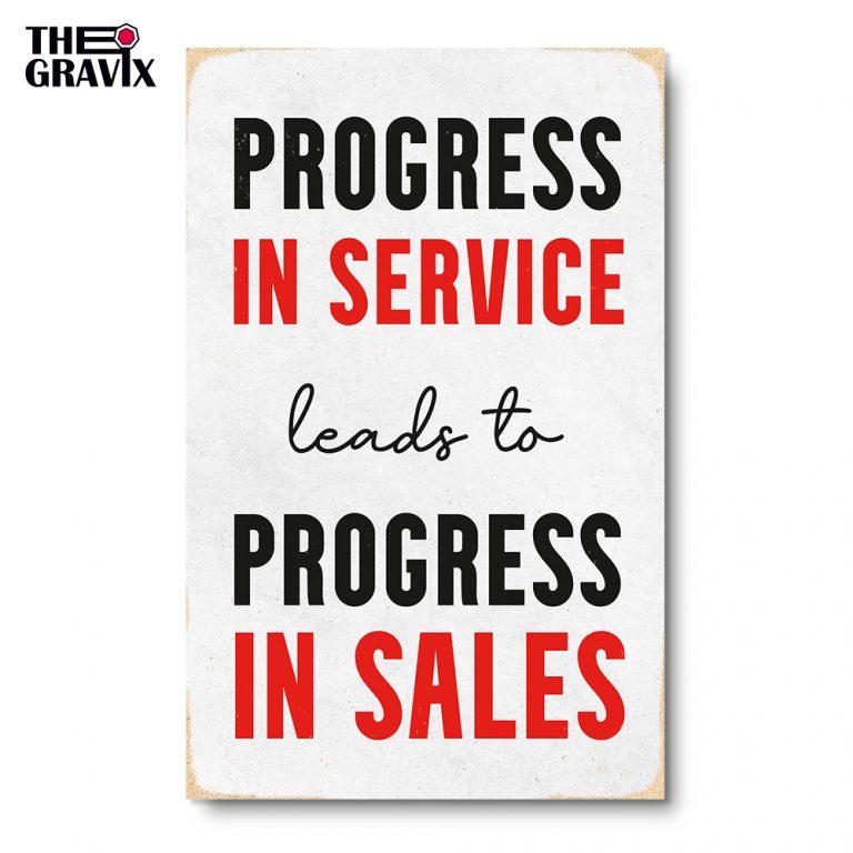 Дерев'яний Постер "Progress in Service Leads to Progress in Sales" - 27 х 17 см