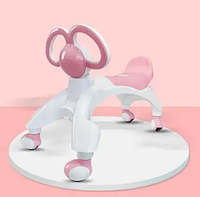 Ходунки беговел Baby Walker детский каталка для малышей на колесиках с ушками-ручками розовой