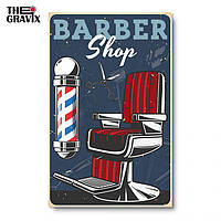 Дерев'яний Постер "Barber Shop Крісло" - 87 х 57 см
