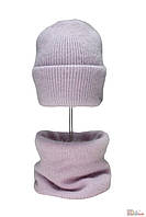 Комплект (шапка+бафф) розового цвета для девочки (54 см.) Odyssey