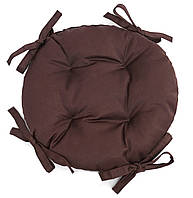 Подушка круглая для стула кресла, табуретки, садового кресла 30х8 темно коричневая с завязками