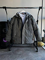 Куртка парка мужская зимняя серая температурный режим до -20 повседневная модная теплая