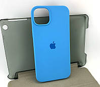 Чехол на iPhone 14 Plus накладка бампер Silicone Case Full силиконовый original голубой