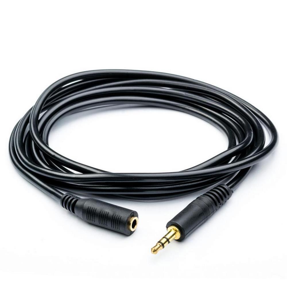 Подовжувач Audio DC3.5 тато-мама 3.0 м, GOLD Stereo Jack, (круглий) Black cable, Пакет Q300