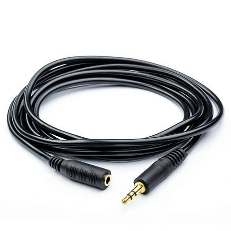 Подовжувач Audio DC3.5 тато-мама 3.0 м, GOLD Stereo Jack, (круглий) Black cable, Пакет Q300, фото 2
