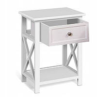 Тумба приліжкова біла Провансаль 1 ящик + полиця