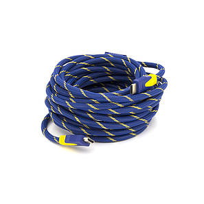Кабель HDMI-HDMI 10m, v1.4, OD-8.0mm, 2 фільтри, обплетення, круглий Blue/Gold, конектор Blue-yellow, (Пакет), фото 2